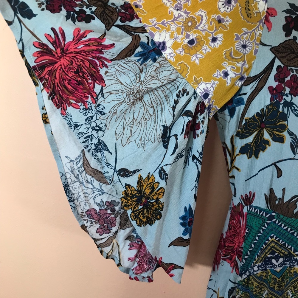 UmGee Button Front Contrasting Floral Patchwork Print Maxi Dress Women S NEW - Picture 4 of 10
